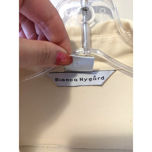 Vintage Pastel Yellow Colour Block Blouse Contrast Retro Long Sleeve Office 14 - Picture 9 of 11